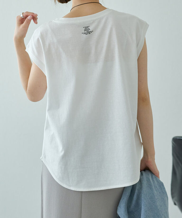  「【汗シミ防止】ワンポイントロゴフレンチスリーブTシャツ」|プルオーバー|