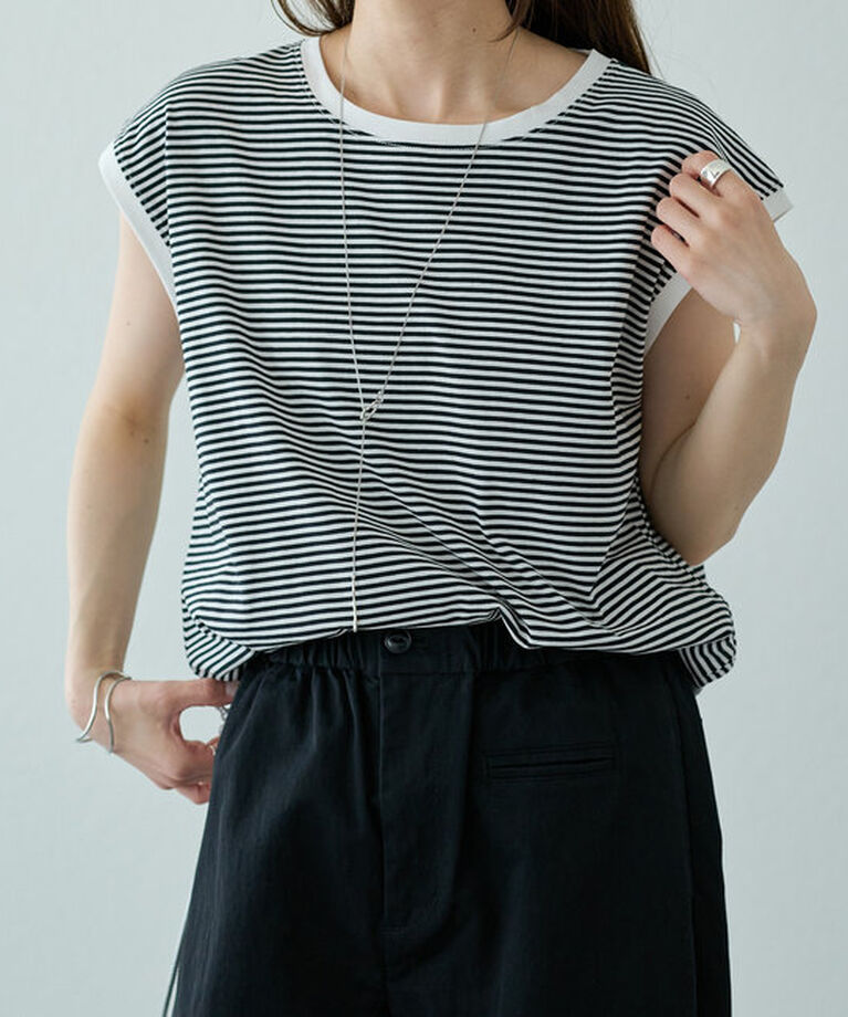  「【汗シミ防止】ワンポイントロゴフレンチスリーブTシャツ」|プルオーバー|