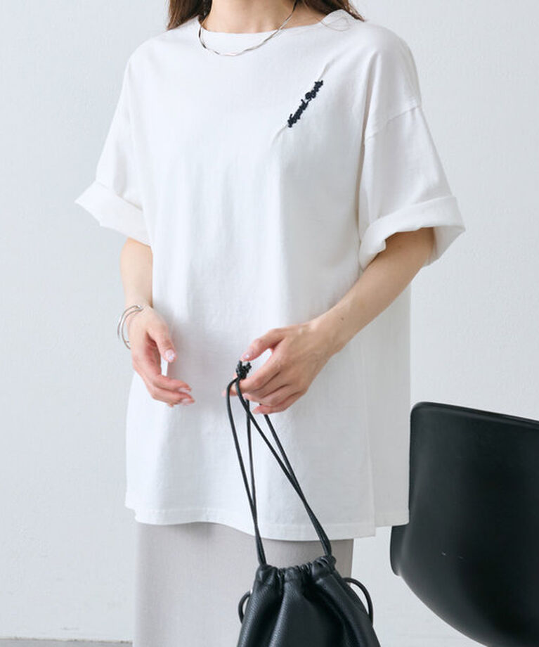  「タックロゴ刺繍Tシャツ」|プルオーバー|