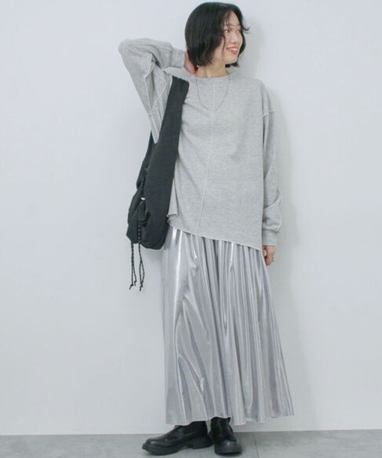 Samansa Mos2 blue「◎配色メロウ裏毛プルオーバー」|Tシャツ・カットソー|