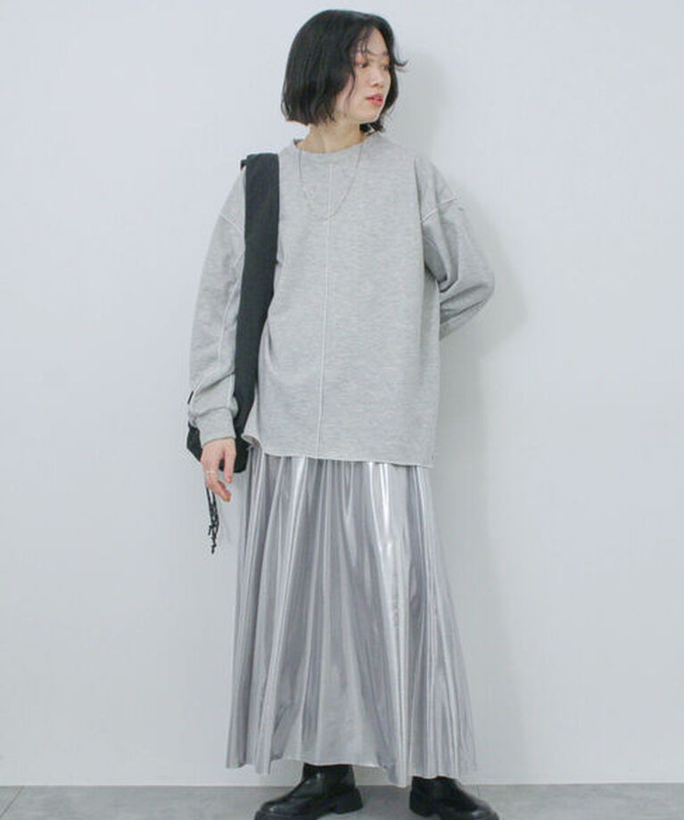 Samansa Mos2 blue「◎配色メロウ裏毛プルオーバー」|Tシャツ・カットソー|
