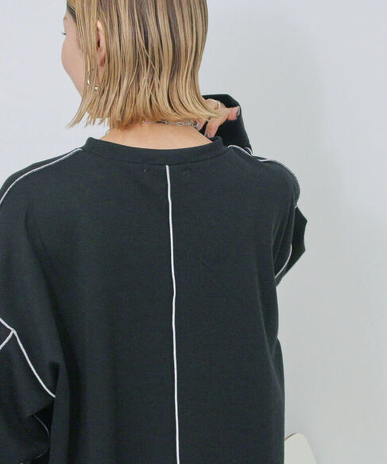 Samansa Mos2 blue「◎配色メロウ裏毛プルオーバー」|Tシャツ・カットソー|