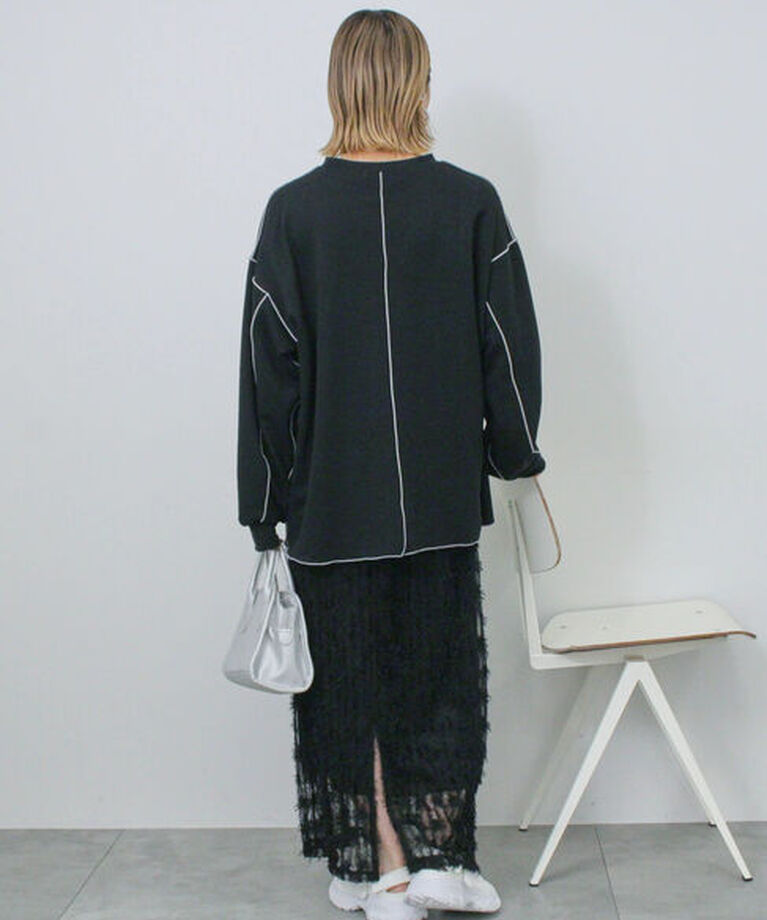 Samansa Mos2 blue「◎配色メロウ裏毛プルオーバー」|Tシャツ・カットソー|
