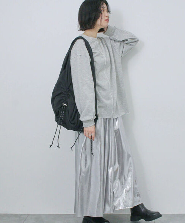 Samansa Mos2 blue「◎配色メロウ裏毛プルオーバー」|Tシャツ・カットソー|