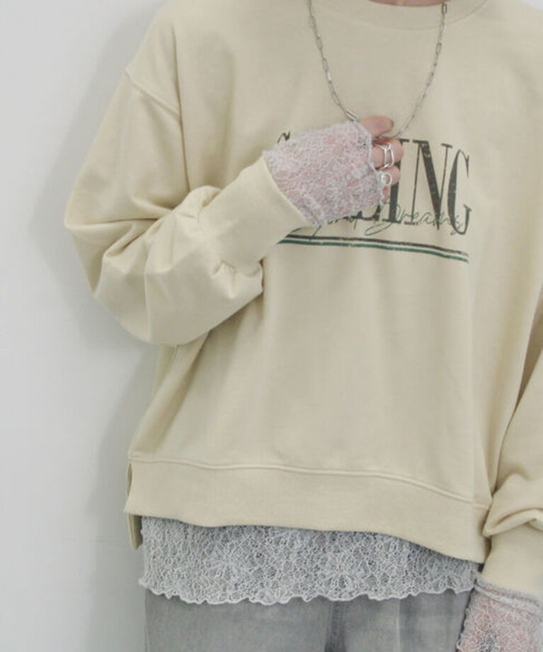 Samansa Mos2 blue「シアーレースロンT」|Tシャツ・カットソー|