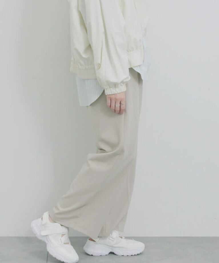 Samansa Mos2 blue「タックストレートパンツ」|その他|ライトベージュ