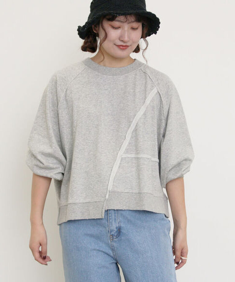 Samansa Mos2「ミニ裏毛ブロッキングショートスウェット」|Tシャツ・カットソー|