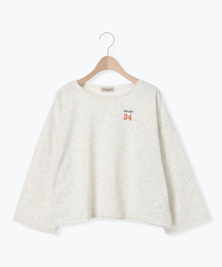 Samansa Mos2「インレイ裏毛カットオフロゴ刺繍カットソー」|Tシャツ・カットソー|