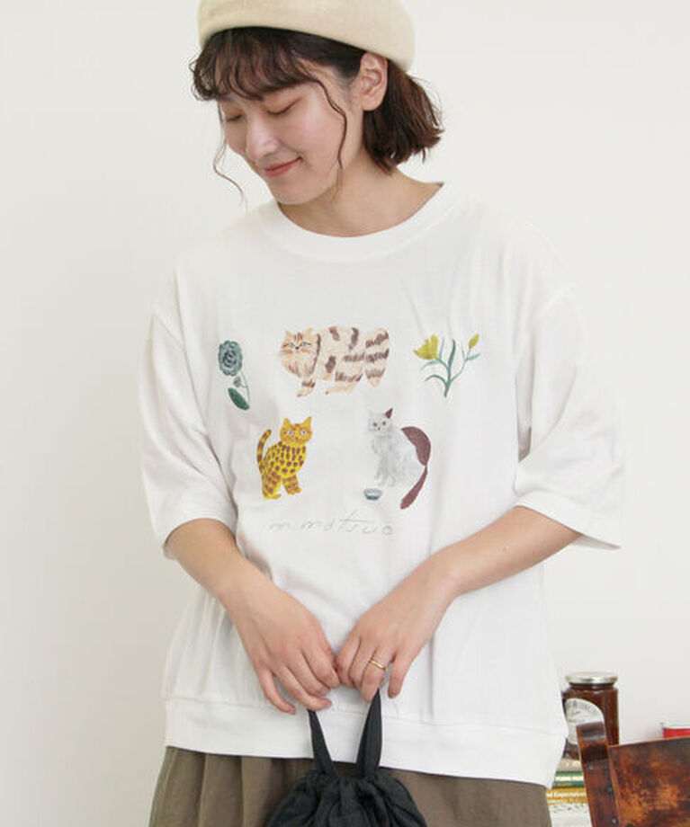 Samansa Mos2「【miyuki matsuo×Samansa Mos2】タックTシャツ」|Tシャツ・カットソー|オフホワイト