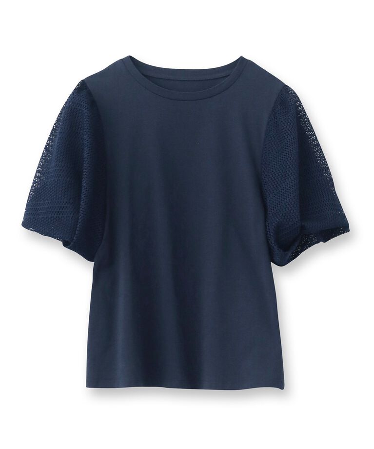 UNTITLED「【今年も登場！フェミニントップス】袖幾何レースカットソー」|Tシャツ・カットソー|