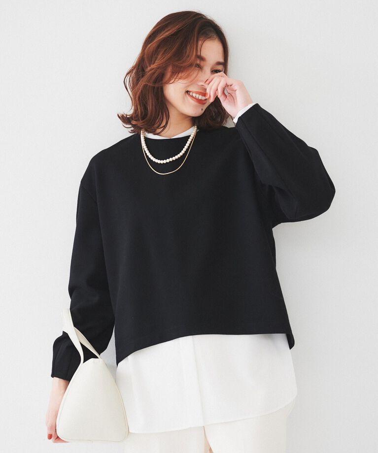 UNTITLED「【洗える/後ろファスナー】ダンボールプルオーバー」|Tシャツ・カットソー|ブラック(019)