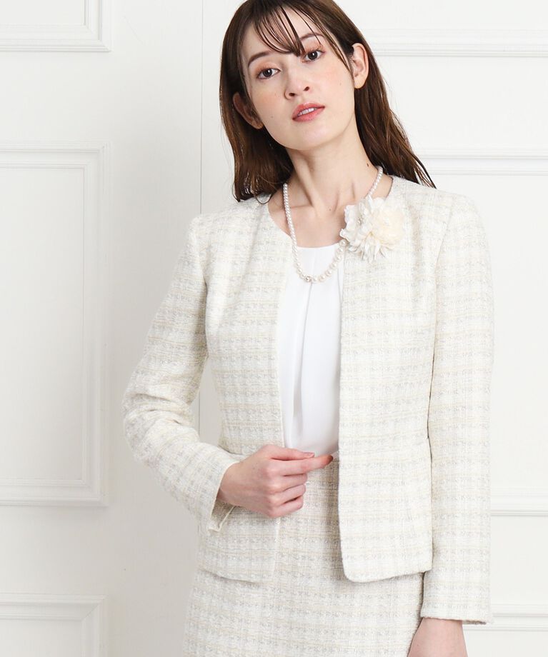 COUP DE CHANCE「【日本製/セレモニー/ファンシーツィード】ハレの日からオフスタイルまで！上品に華やぐジャケット」|ノーカラージャケット|
