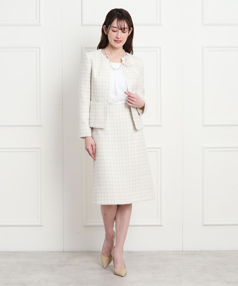 COUP DE CHANCE「【日本製/セレモニー/ファンシーツィード】ハレの日からオフスタイルまで！上品に華やぐジャケット」|ノーカラージャケット|