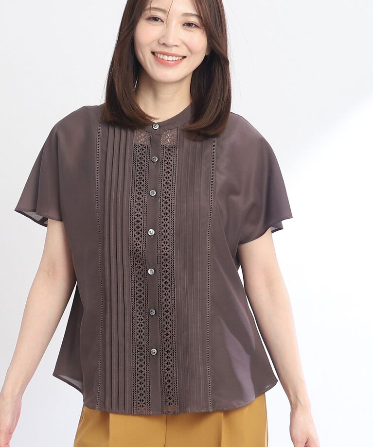Reflect「【SALE／WEB限定カラーあり／接触冷感／洗える】フロントレースデザインブラウス」|シャツ・ブラウス|