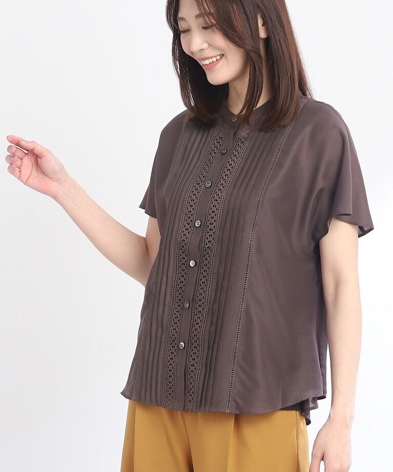 Reflect「【SALE／WEB限定カラーあり／接触冷感／洗える】フロントレースデザインブラウス」|シャツ・ブラウス|