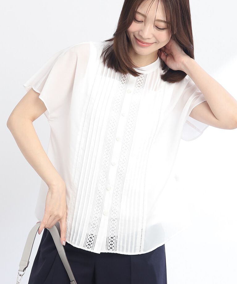 Reflect「【SALE／WEB限定カラーあり／接触冷感／洗える】フロントレースデザインブラウス」|シャツ・ブラウス|