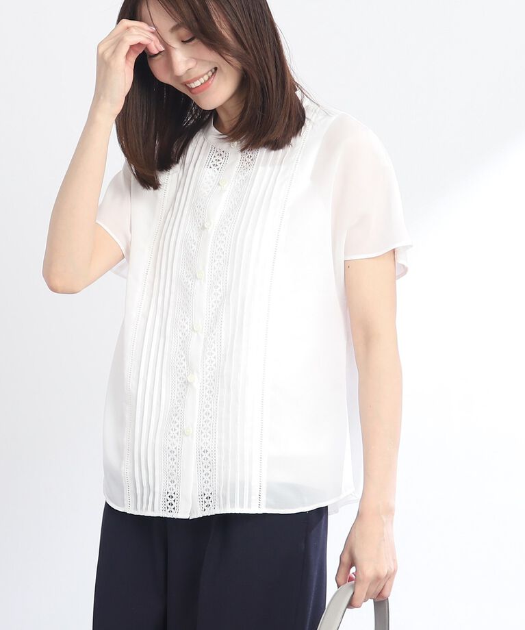 Reflect「【SALE／WEB限定カラーあり／接触冷感／洗える】フロントレースデザインブラウス」|シャツ・ブラウス|