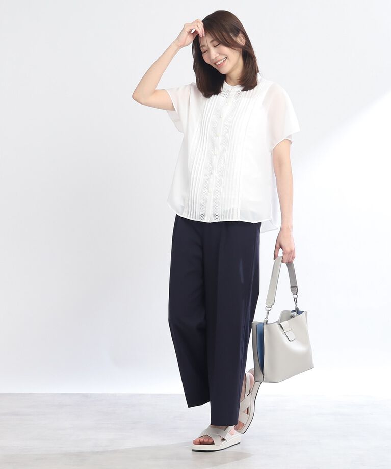 Reflect「【SALE／WEB限定カラーあり／接触冷感／洗える】フロントレースデザインブラウス」|シャツ・ブラウス|