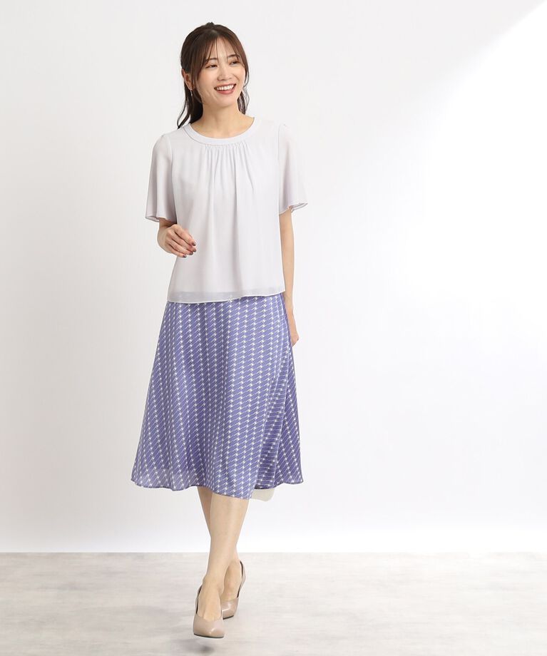 Reflect「【UVカット／接触冷感／マシンウォッシュ可】スクエアネックタックブラウス」|Tシャツ・カットソー|
