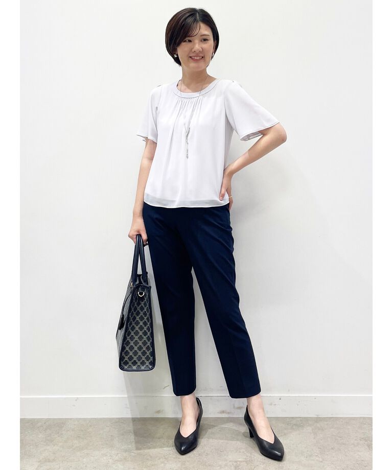 Reflect「【UVカット／接触冷感／マシンウォッシュ可】スクエアネックタックブラウス」|Tシャツ・カットソー|
