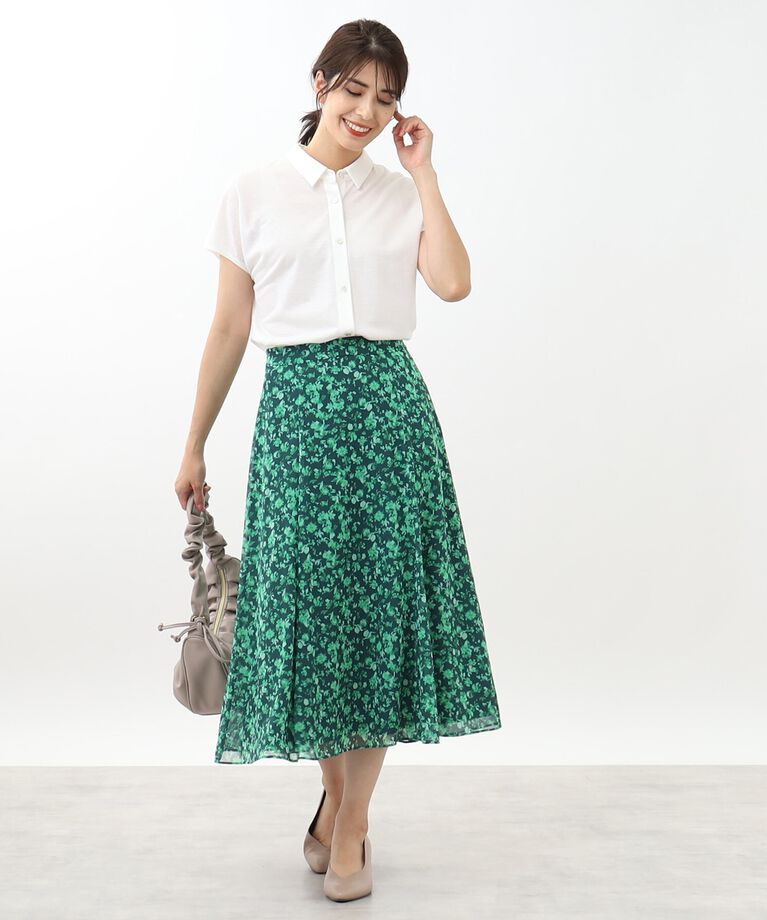 Reflect「【SALE／接触冷感／マシンウォッシュ／二の腕カバー】フレンチスリーブブラウス」|シャツ・ブラウス|