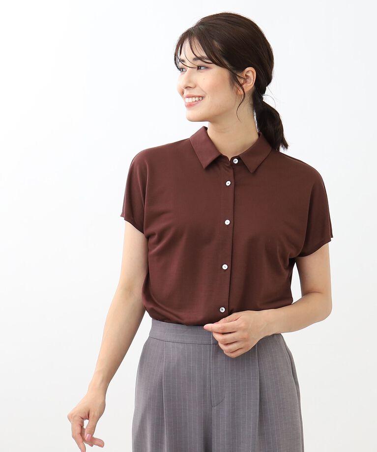Reflect「【SALE／接触冷感／マシンウォッシュ／二の腕カバー】フレンチスリーブブラウス」|シャツ・ブラウス|