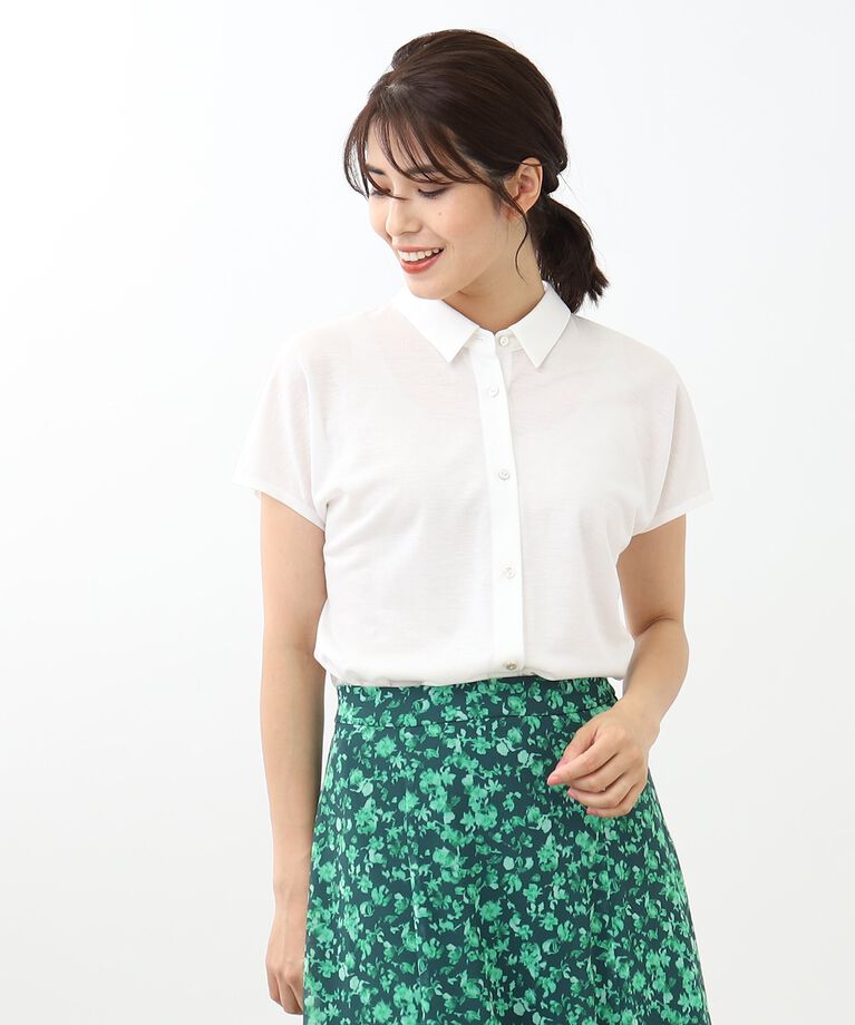 Reflect「【SALE／接触冷感／マシンウォッシュ／二の腕カバー】フレンチスリーブブラウス」|シャツ・ブラウス|