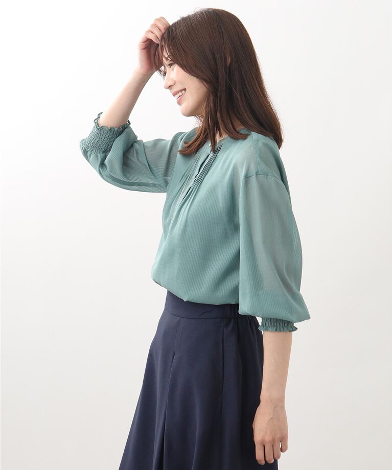 Reflect「【接触冷感／洗える】ピンタックシアーブラウス」|シャツ・ブラウス|