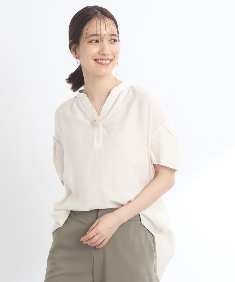 Reflect「【SALE／E‐QUALITY／手洗い可】涼しげ袖ディティールブラウス」|シャツ・ブラウス|オフホワイト(003