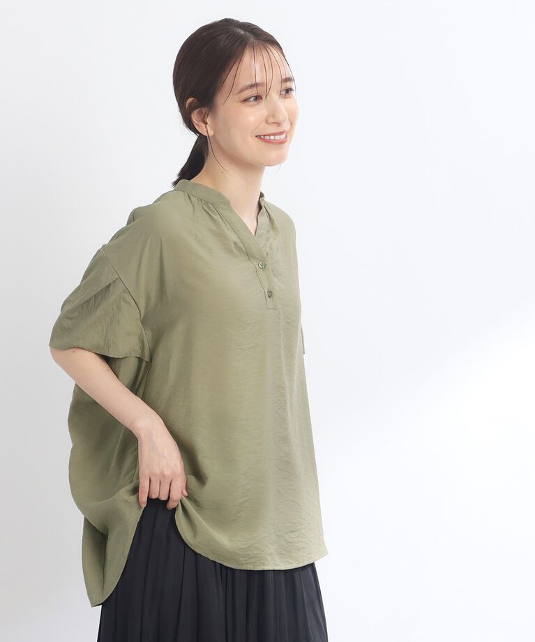 Reflect「【SALE／E‐QUALITY／手洗い可】涼しげ袖ディティールブラウス」|シャツ・ブラウス|グリーン(025)