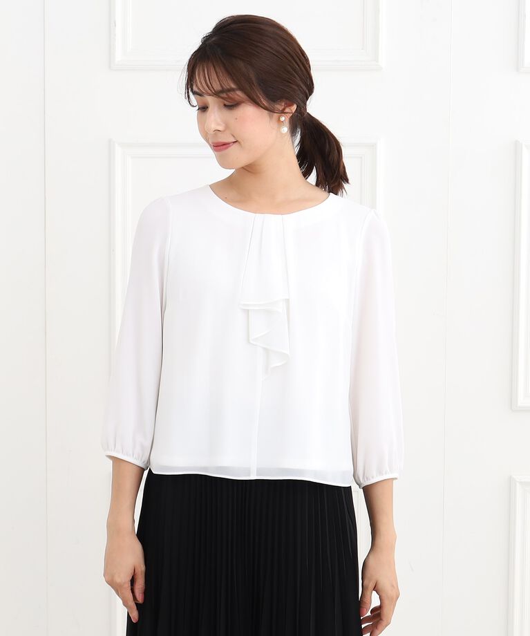 Reflect「【春SALE／フォーマル/マシンウォッシュ可】フロントラッフルディティールブラウス」|シャツ・ブラウス|