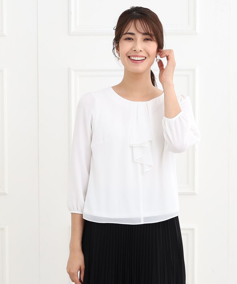 Reflect「【春SALE／フォーマル/マシンウォッシュ可】フロントラッフルディティールブラウス」|シャツ・ブラウス|