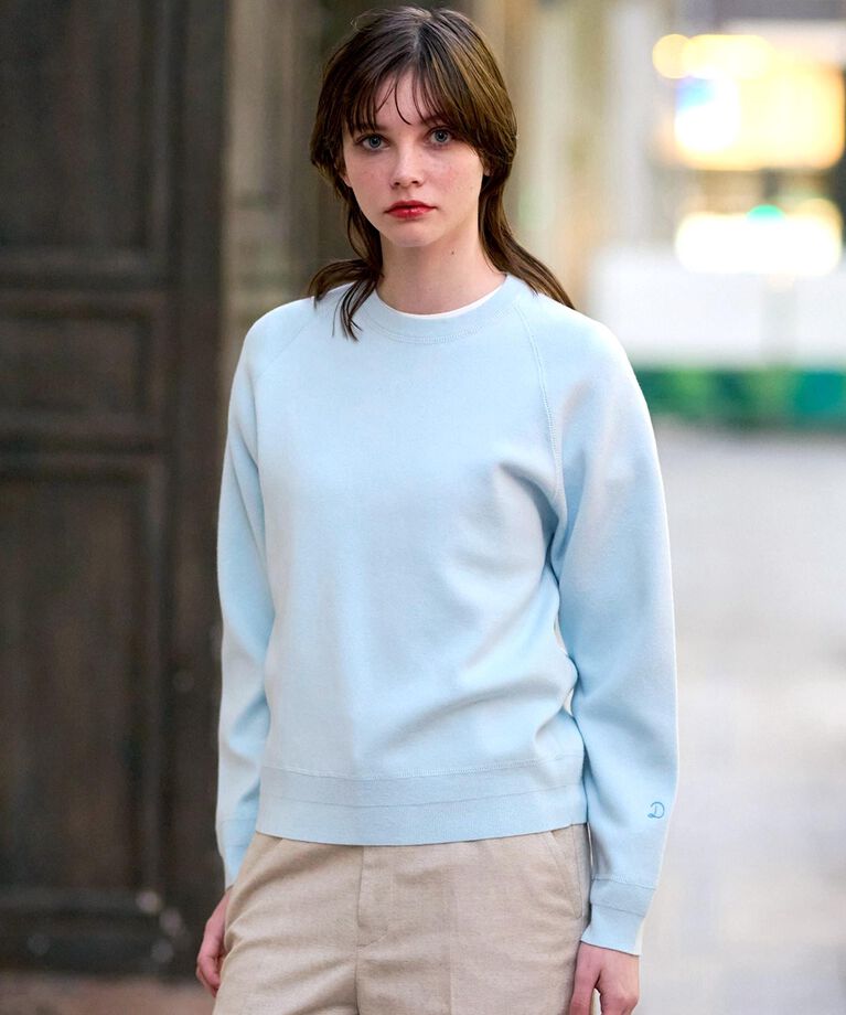 DRESSTERIOR「【洗える／春夏カラー】ウォッシャブル コットンカシミヤ混ニット」|ニット・セーター|サックスブルー(09