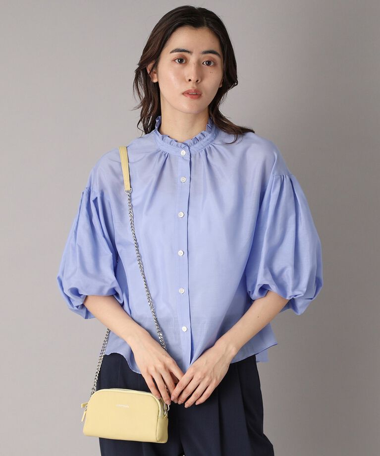 DRESSTERIOR「【洗える】スタンドフリルボリュームスリーブブラウス」|シャツ・ブラウス|