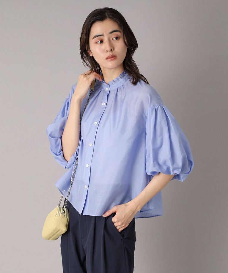 DRESSTERIOR「【洗える】スタンドフリルボリュームスリーブブラウス」|シャツ・ブラウス|