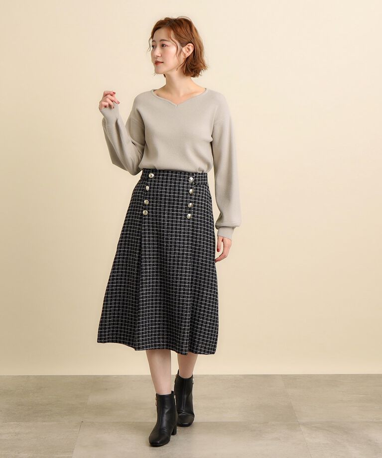grove「きらめくオーロララメが上品！ハートネックニットプルオーバー」|ニット・セーター|