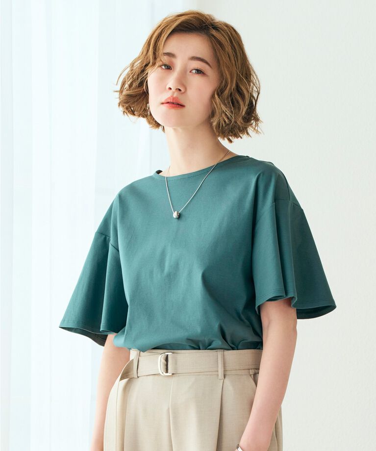 grove「【洗える・接触冷感・UVカット】袖フレアスムースTシャツ」|Tシャツ・カットソー|ｸﾞﾘｰﾝ(023)
