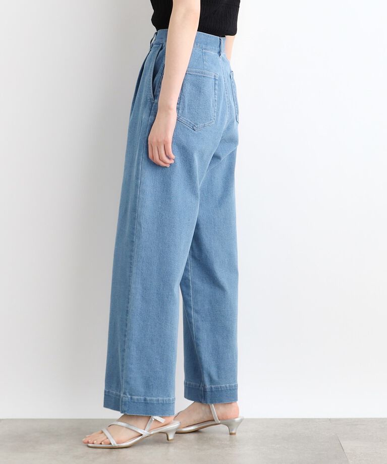 grove「【洗える】タックワイドデニムパンツ」|デニム|