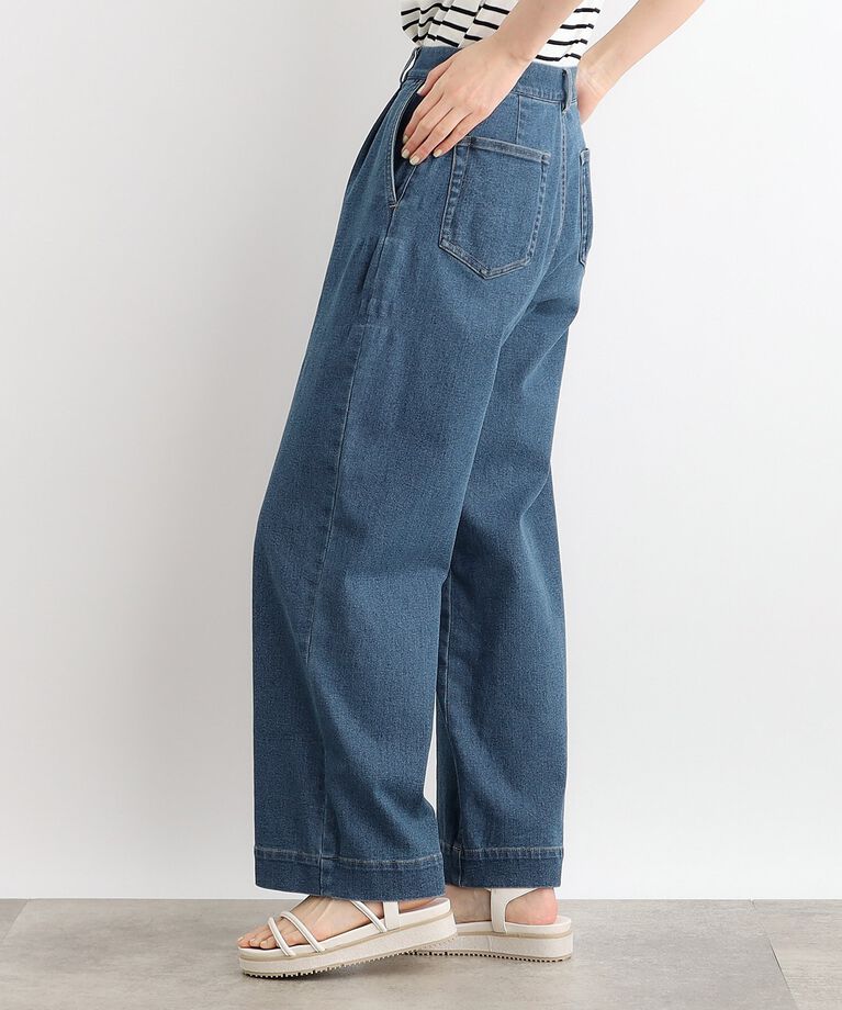 grove「【洗える】タックワイドデニムパンツ」|デニム|
