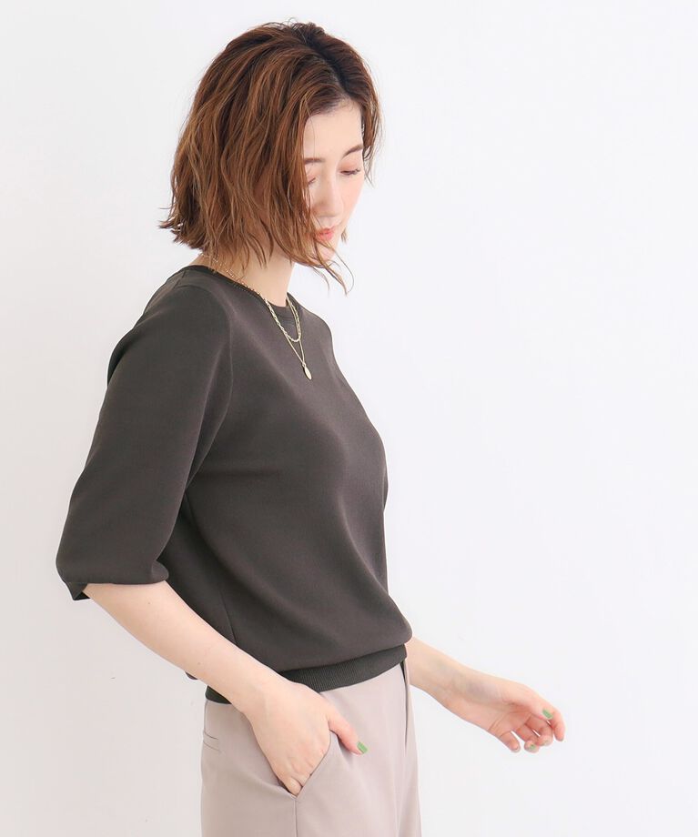grove「【ひんやり多機能】やわらかドライタッチ五分袖プルオーバー」|ニット・セーター|