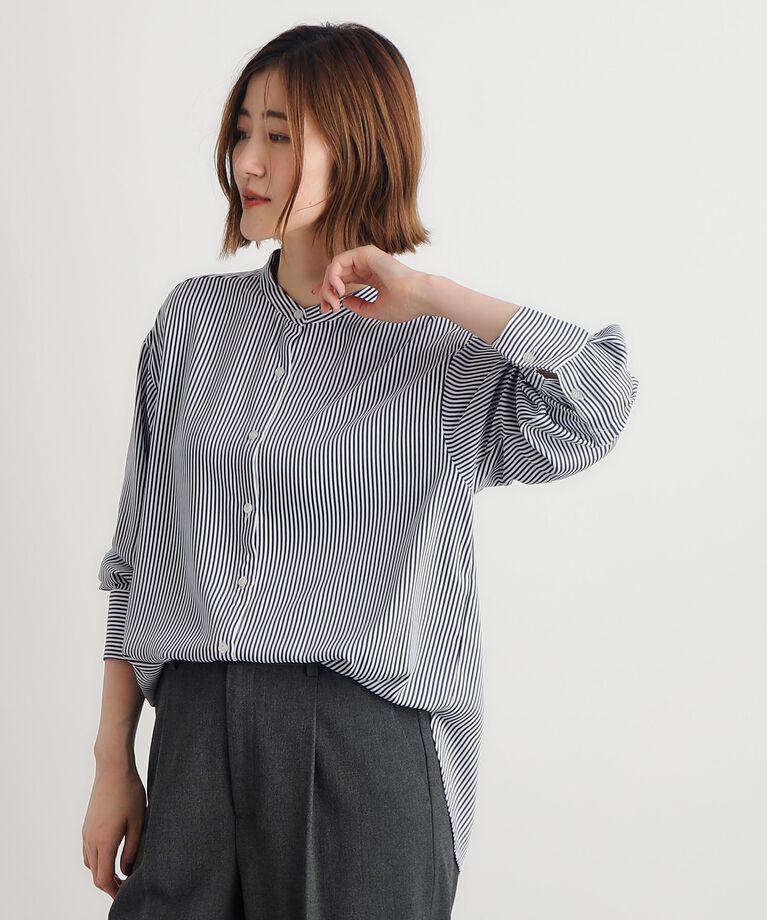 grove「とろみバンドカラーシャツブラウス」|シャツ・ブラウス|