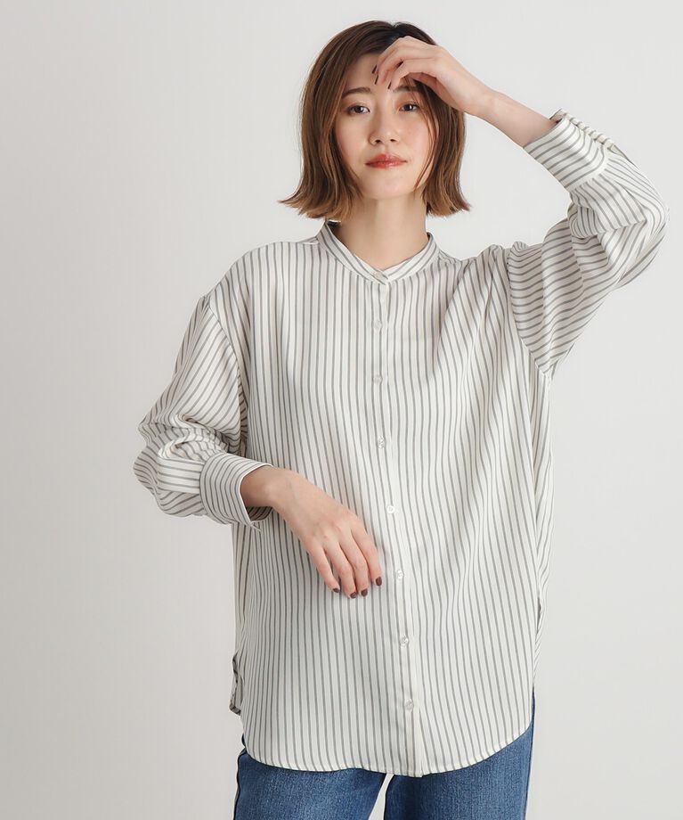 grove「とろみバンドカラーシャツブラウス」|シャツ・ブラウス|