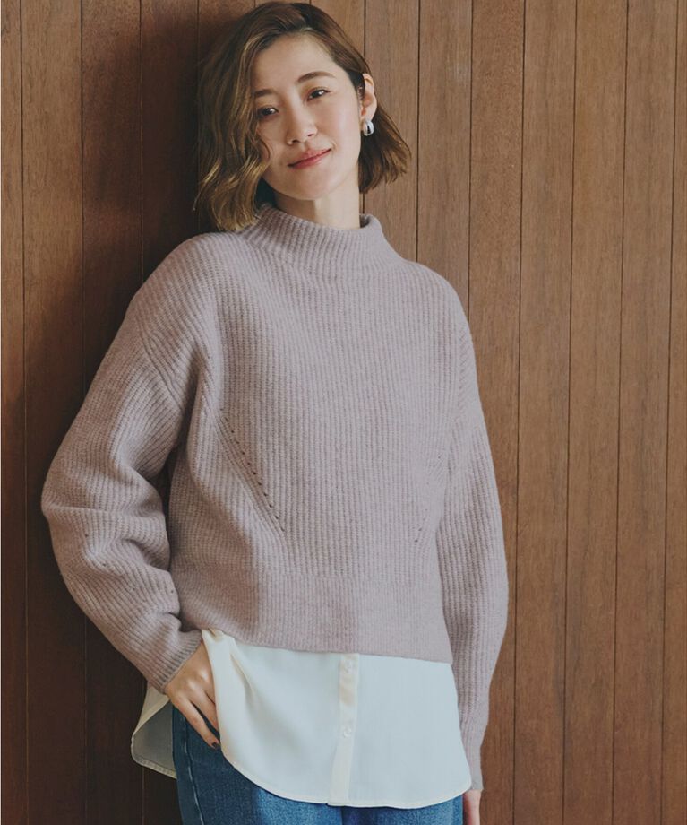 grove「【雑誌掲載】洗えるミルドライクウール混畔ボトルネックニット」|ニット・セーター|ﾍﾞｰｼﾞｭ(052)