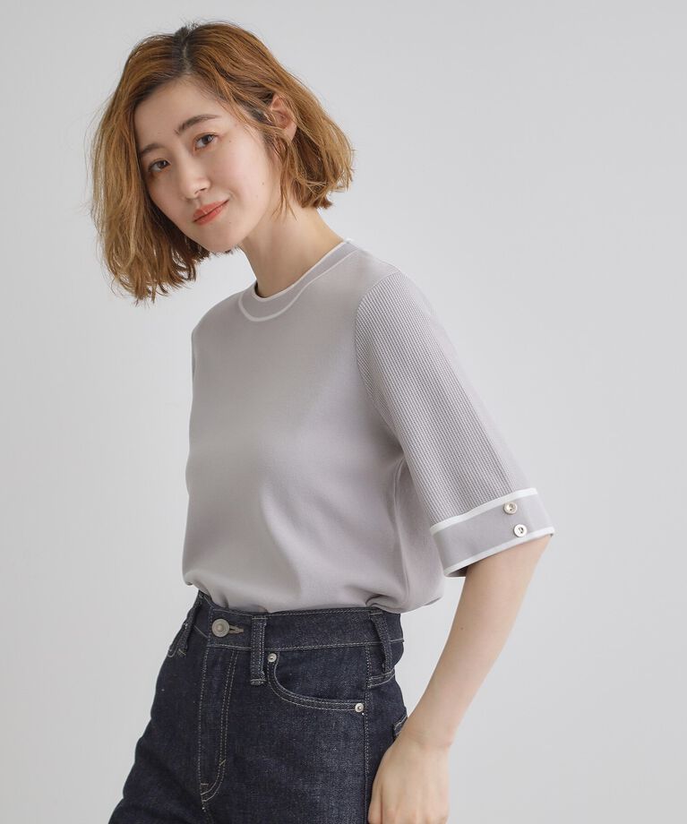 grove「【ひんやり多機能】やわらかドライタッチワイドスリーブプルオーバー」|ニット・セーター|