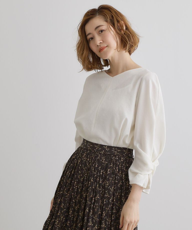 grove「【毎日着たい】麻調メッシュ袖コンシャスブラウス」|シャツ・ブラウス|