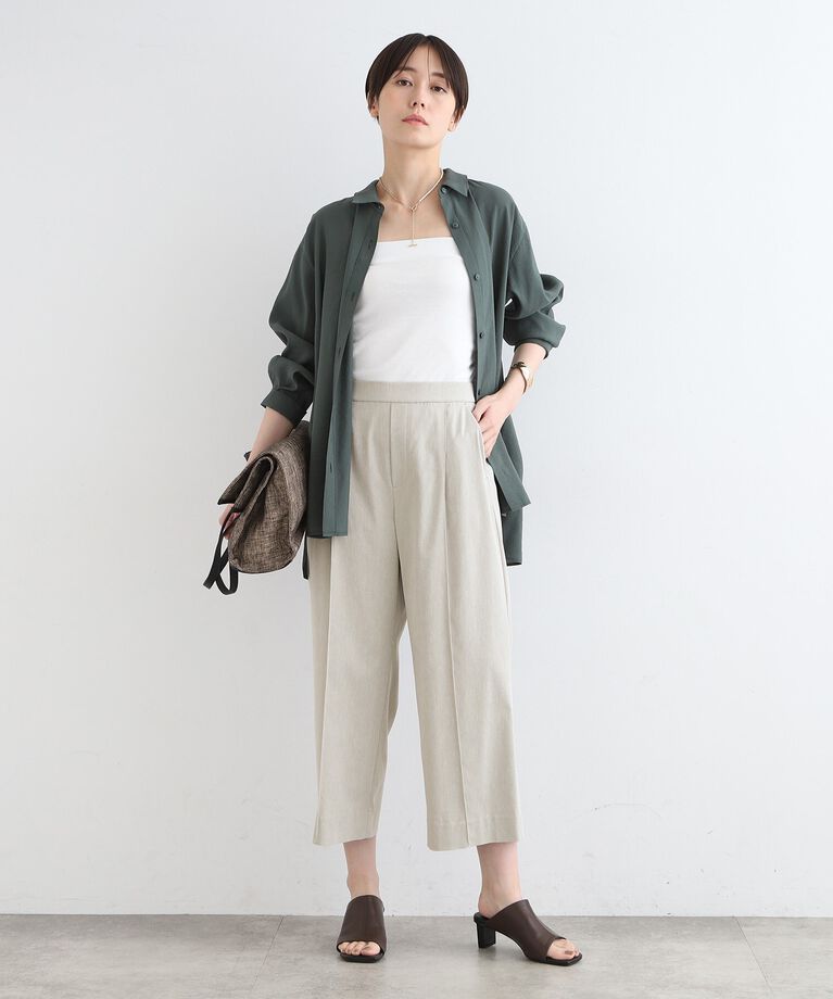 INDIVI「【洗える／UVケア／SETUP可能】麻混クロップドワイドパンツ」|スーツ|