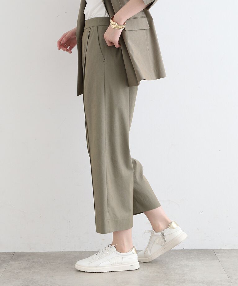 INDIVI「【洗える／UVケア／SETUP可能】麻混クロップドワイドパンツ」|スーツ|
