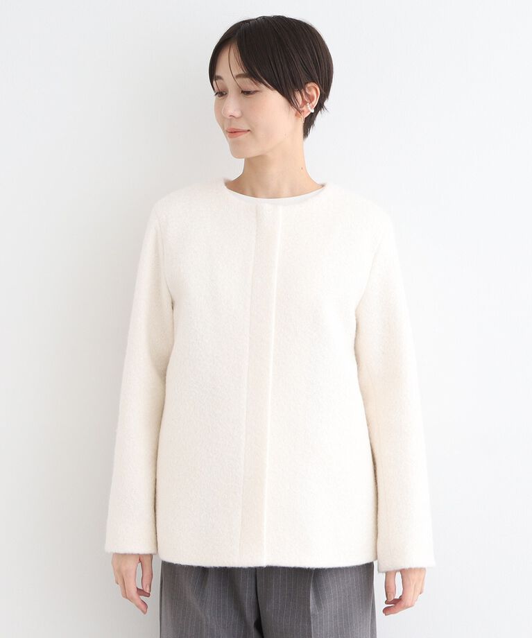 INDIVI「【トレンド◎／ウール混】ループジャージ ノーカラーコート」|ノーカラーコート|