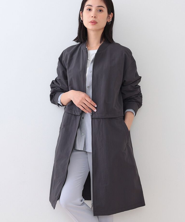 INDIVI「春SALE！【撥水／UVケア／2WAY】ショート＆ロング ブルゾンコート」|ブルゾン・スタジャン|チャコールグレー(0