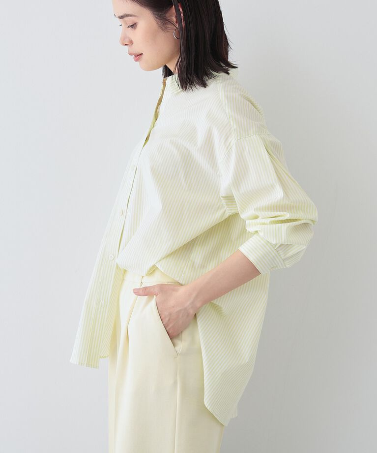 INDIVI「春SALE！【UVケア／カラーストライプ柄】袖コンシャスシャツ」|シャツ・ブラウス|